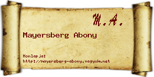 Mayersberg Abony névjegykártya